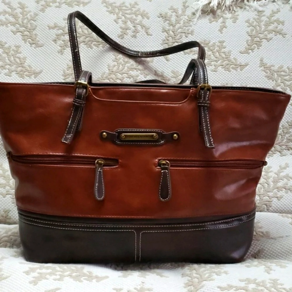 Stone Mountain Women's Vintage Veda Tote Leather in Two-tone Browns